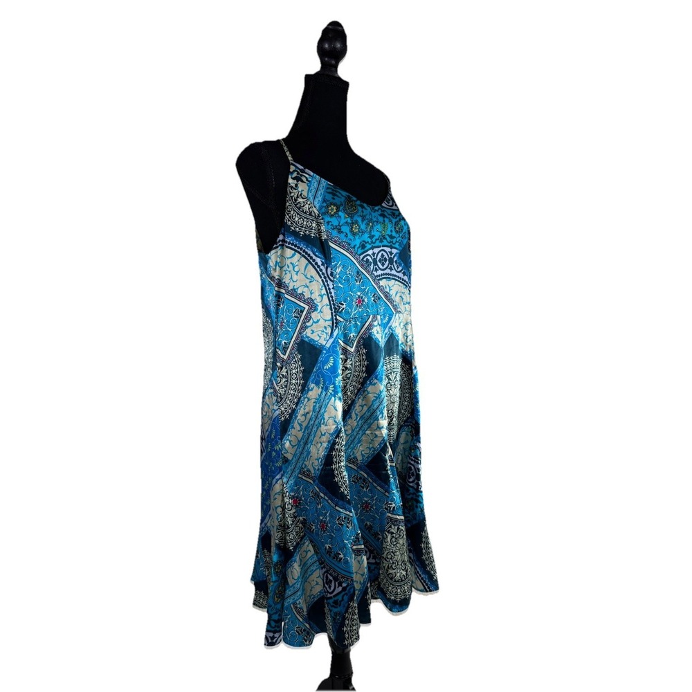 Marciano by Guess Boho Patchwork Floral Blue Style Silk Dress Size‎ 8 *No Belt